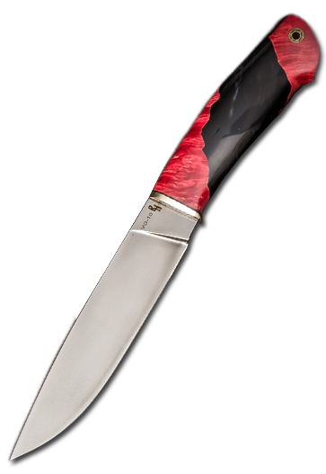 Фото ножа Барс из стали Vg-10 — 256, сталь vg-10, притин мельхиор, композит: акрил+кап клена
